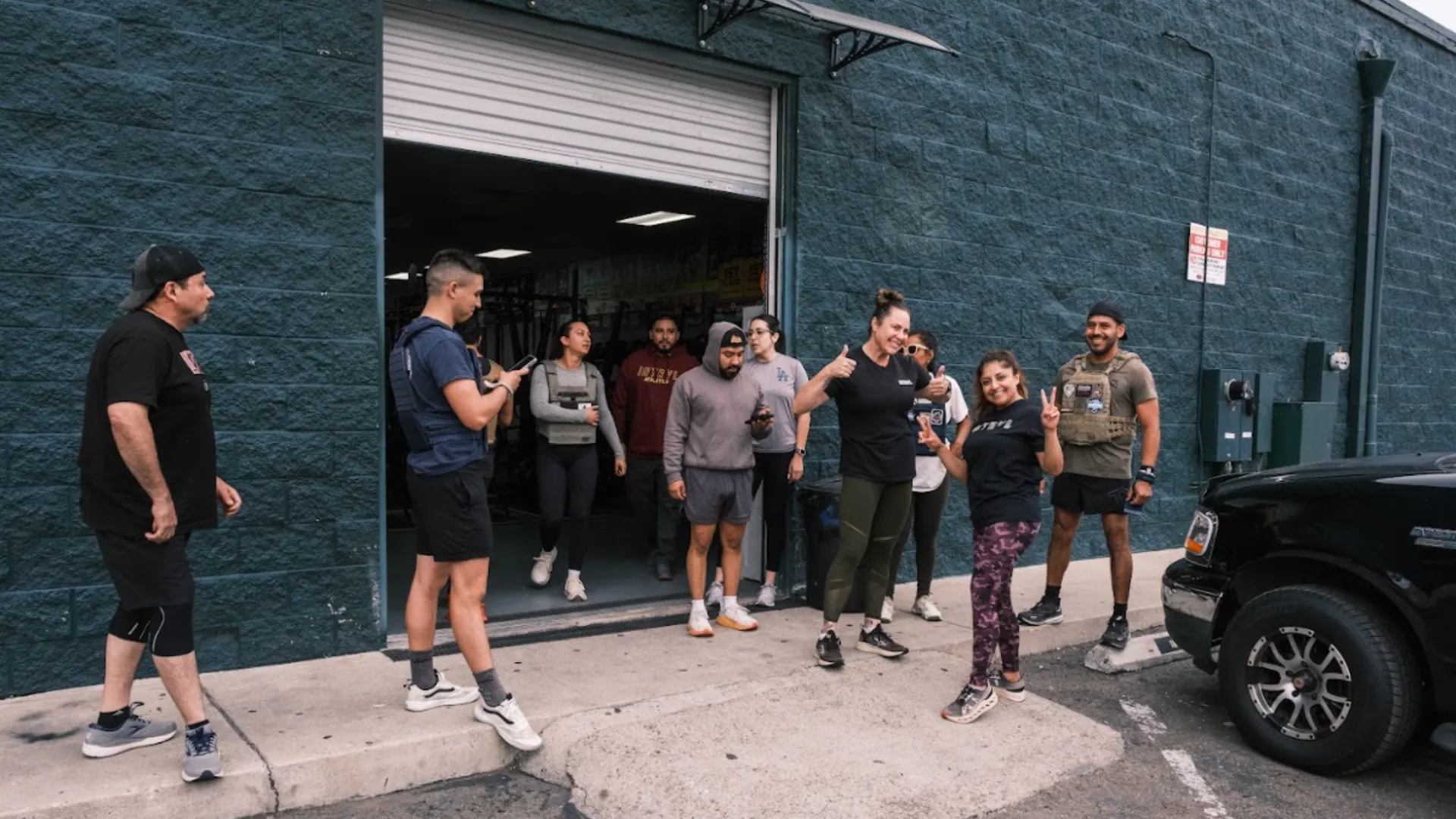 INTRVL Athletics members gathered outside the gym in Anaheim after a workout